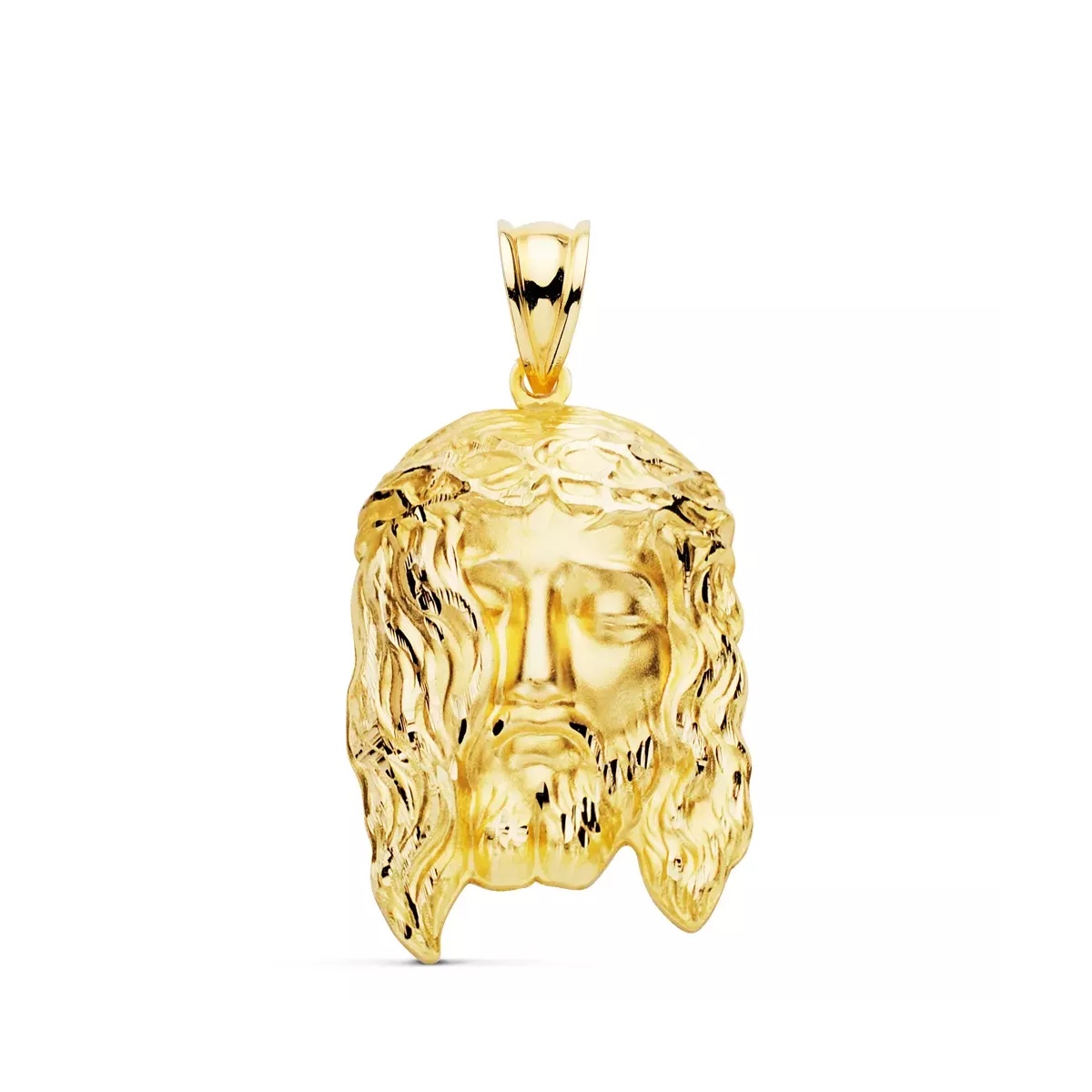 18K COLGANTE ORO AMARILLO CABEZA DE CRISTO ESTAMPADO. 30X19 MM 4