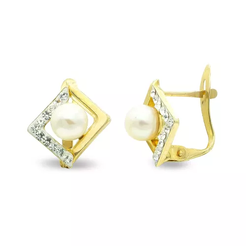 9K PENDIENTES ORO BICOLOR CIRCONITA 11X10 MM CIERRE CATALAN 0