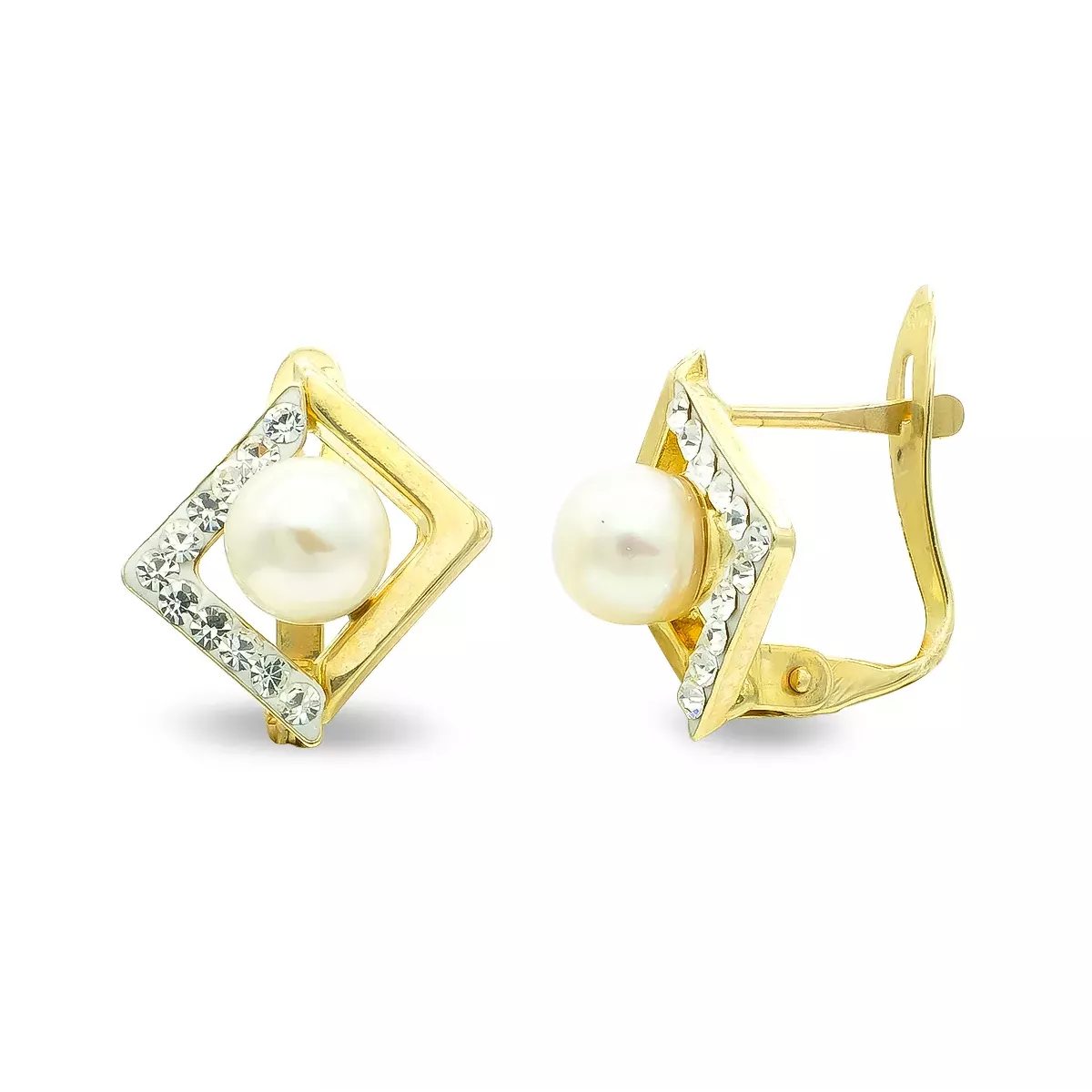 9K PENDIENTES ORO BICOLOR CIRCONITA 11X10 MM CIERRE CATALAN 0