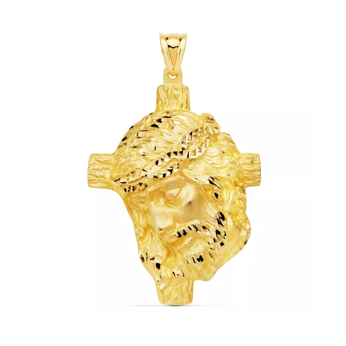 18K COLGANTE ORO AMARILLO CABEZA DE CRISTO FUNDIDO 48X38 MM 29
