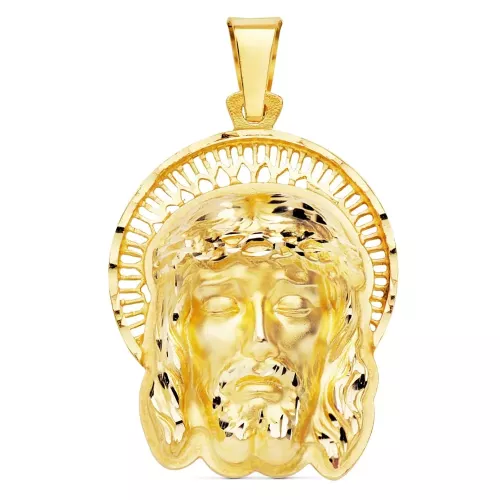 18K COLGANTE ORO AMARILLO CABEZA DE CRISTO ORLA 35X25 MM 7