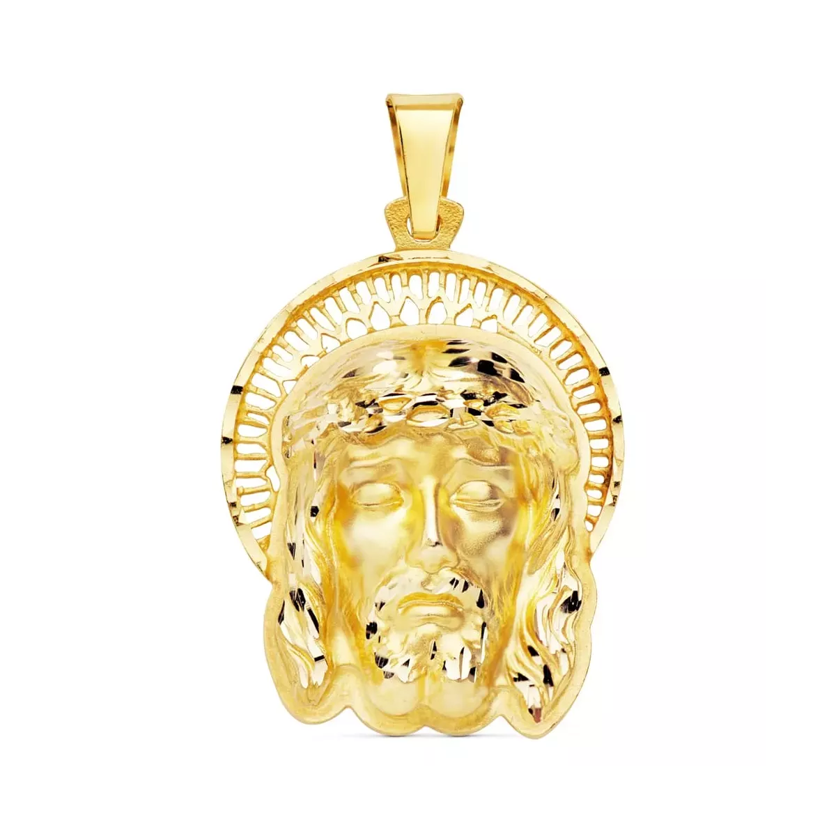 18K COLGANTE ORO AMARILLO CABEZA DE CRISTO ORLA 35X25 MM 7
