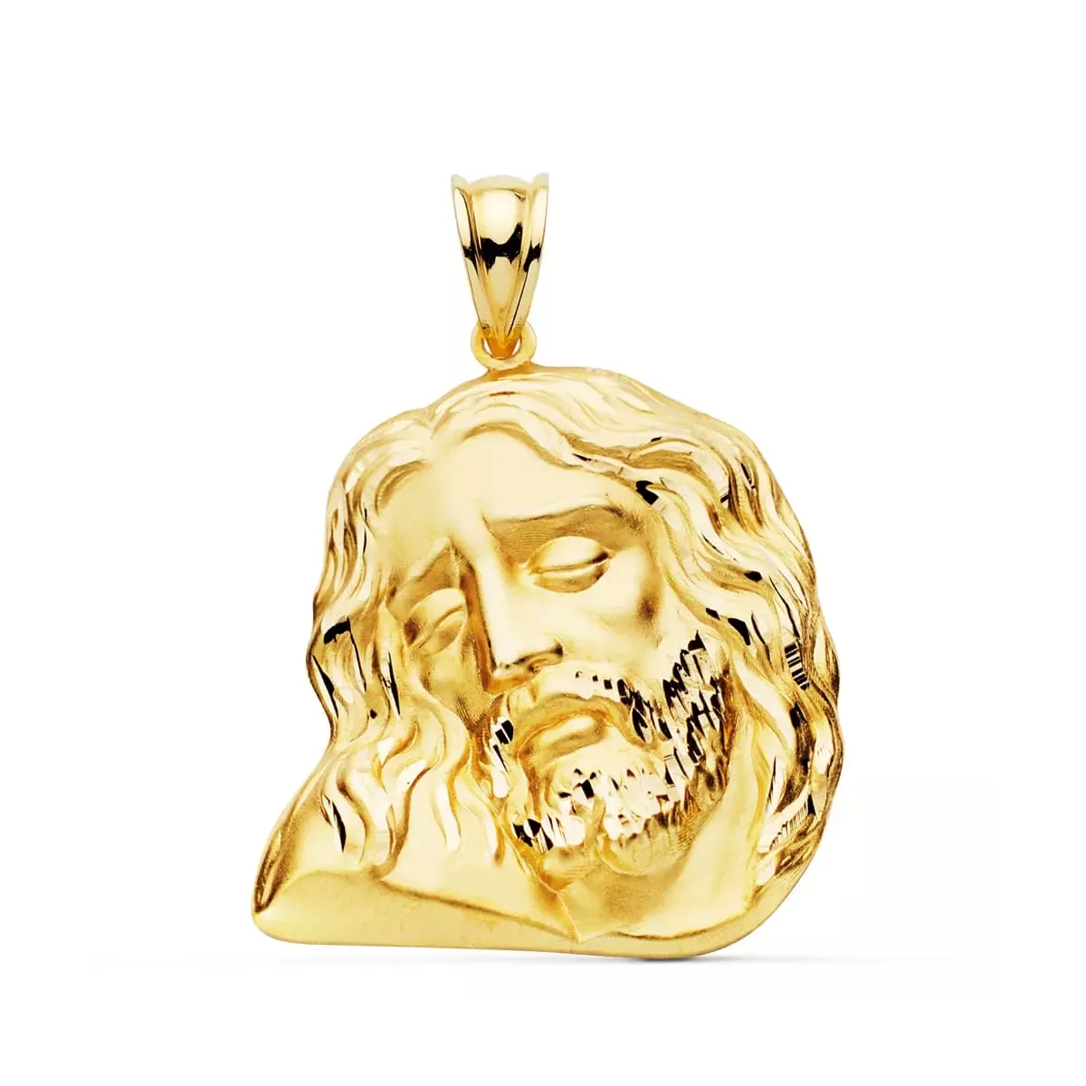 18K COLGANTE ORO AMARILLO CABEZA DE CRISTO 30X25 MM 7