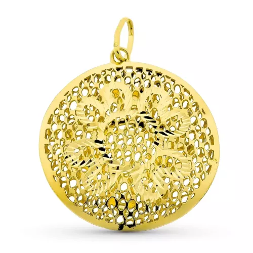 18K COLGANTE ORO AMARILLO CIRCULO CALADO 38X35 MM 7