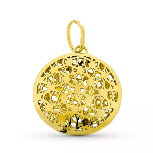 18K COLGANTE ORO AMARILLO CIRCULO CALADO 27X24 MM 4