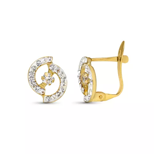 9K PENDIENTES ORO BICOLOR COMUNION BANDAS PIEDRAS 10X8 MM CATALAN 0