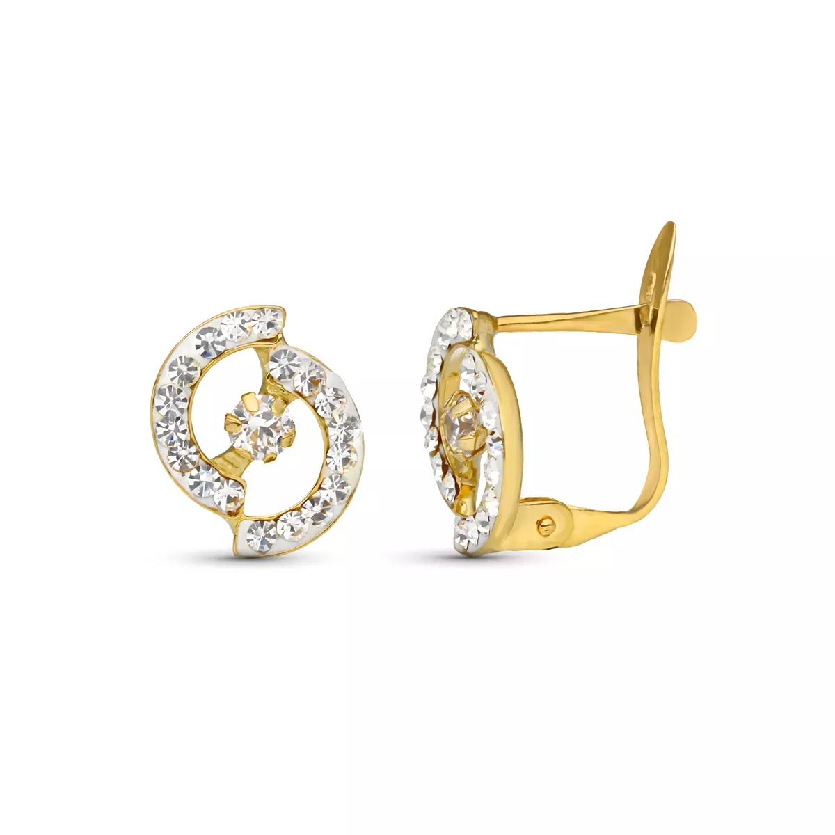 9K PENDIENTES ORO BICOLOR COMUNION BANDAS PIEDRAS 10X8 MM CATALAN 0