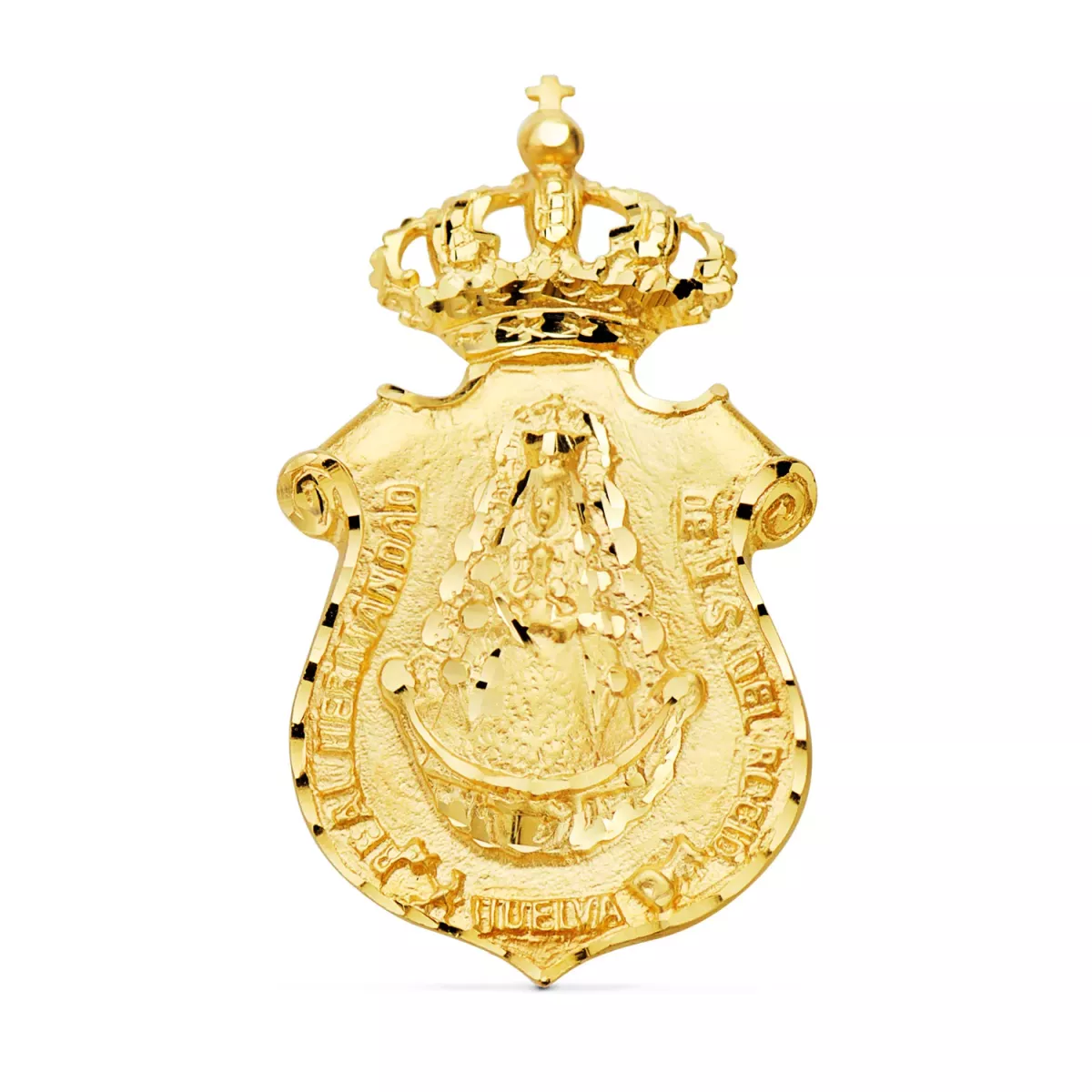 18K COLGANTE ORO AMARILLO ESCUDO V. DEL ROCIO HUELVA 46X25 MM 10
