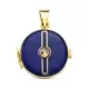 18K COLGANTE ORO AMARILLO GUARDAPELO DIJE PORTAFOTOS REDONDO ESMALTE AZUL CIRCONITA 4MM. MEDIDA: 21 MM 4