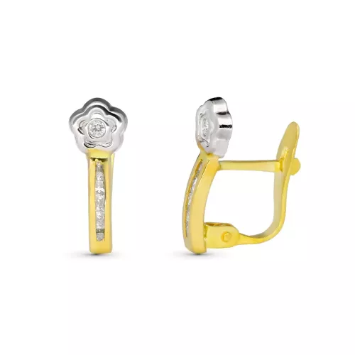 9K PENDIENTES BICOLOR COMUNION BANDA FLOR 14X5 MM CATALAN 0