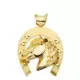 18K COLGANTE ORO AMARILLO HERRADURA CON CABALLO 50X44 MM 42