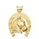 18K COLGANTE ORO AMARILLO HERRADURA CON CABALLO 50X44 MM 37