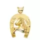 18K COLGANTE ORO AMARILLO HERRADURA CON CABALLO 48X40 MM 35