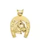 18K COLGANTE ORO AMARILLO HERRADURA CON CABALLO 44X39 MM 28