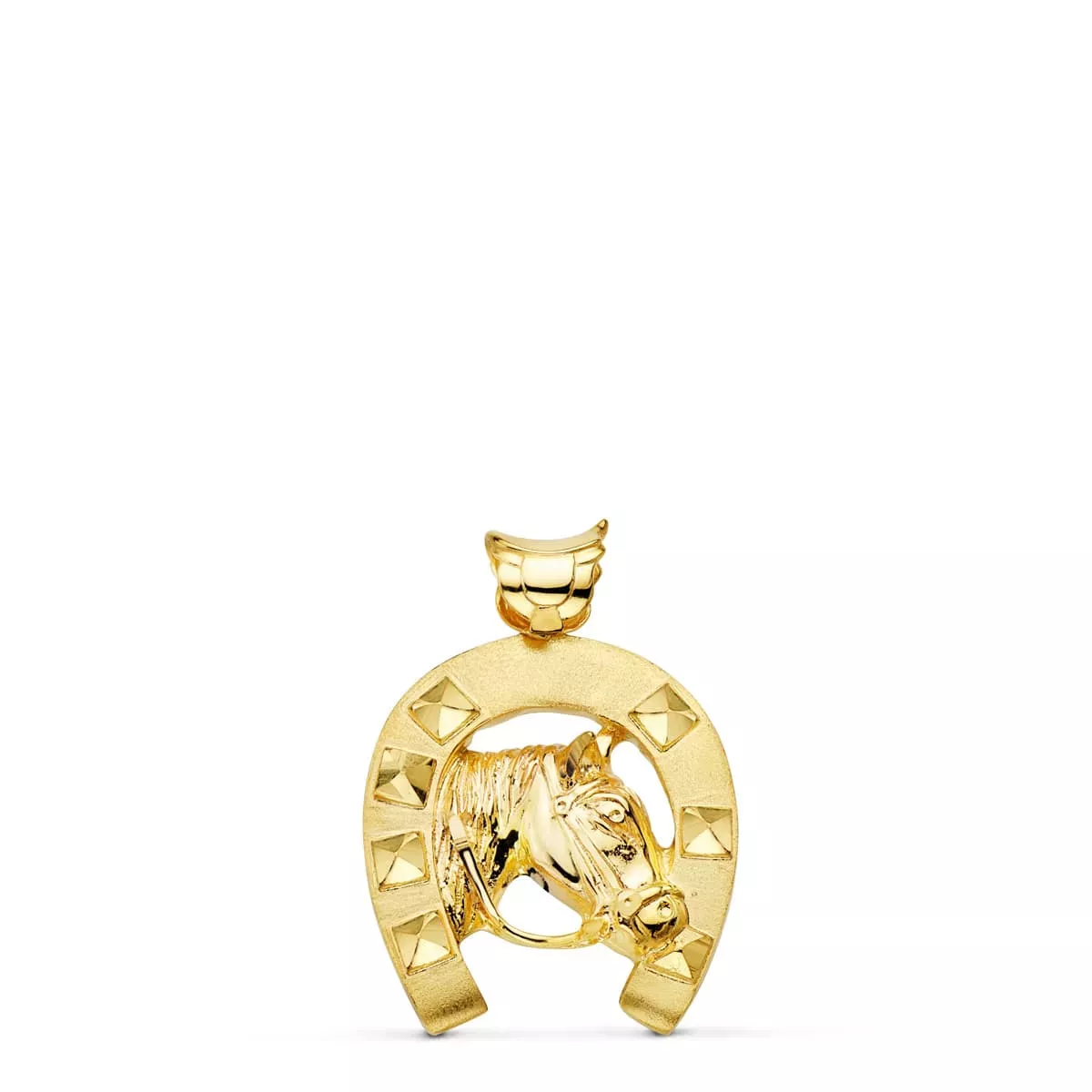 18K COLGANTE ORO AMARILLO HERRADURA CON CABALLO 29X27 MM 13