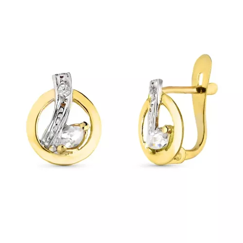 9K PENDIENTES ORO BICOLOR COMUNION CIRCONITA 9X7 MM CIERRE CATALAN 0
