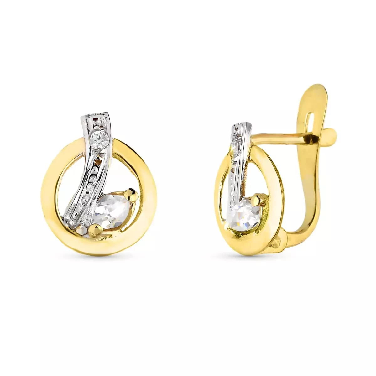 9K PENDIENTES ORO BICOLOR COMUNION CIRCONITA 9X7 MM CIERRE CATALAN 0