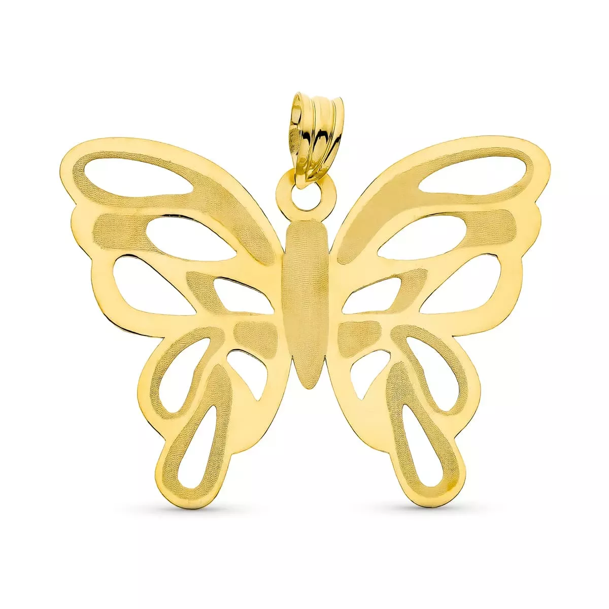 18K COLGANTE ORO AMARILLO LASER MARIPOSA 39X30 MM 3