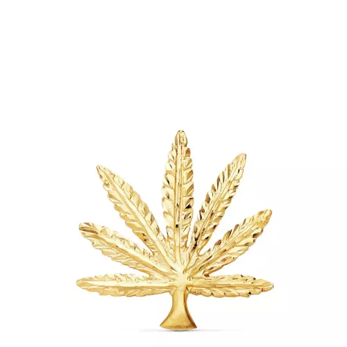 18K COLGANTE ORO AMARILLO MARIHUANA TALLADA 30X28 MM 3