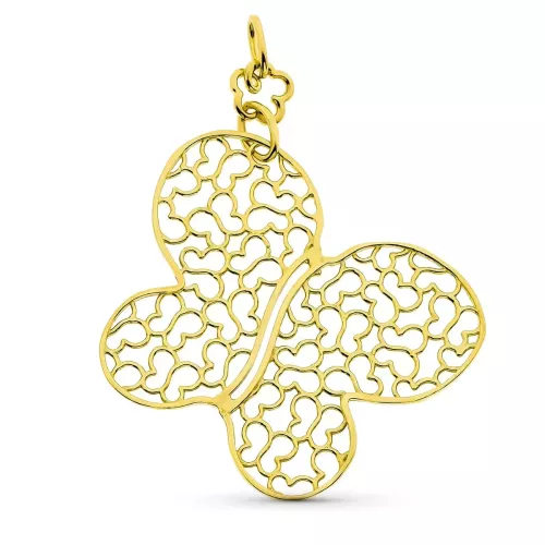 18K COLGANTE ORO AMARILLO MARIPOSA CALADO 40X33 MM 4