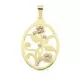 18K COLGANTE ORO AMARILLO OVAL FLOR CIRCONITA 37X29 MM 3