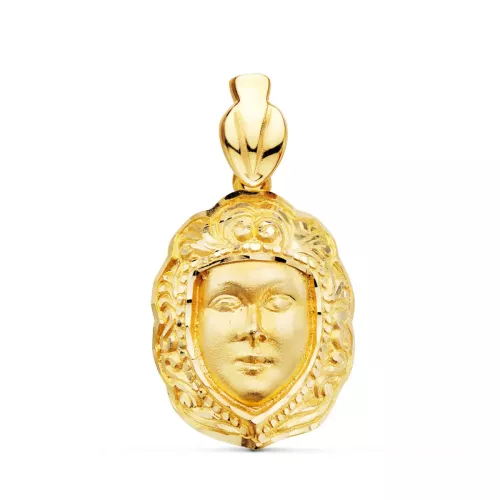 18K COLGANTE ORO AMARILLO ROSTRO VIRGEN DEL ROCIO 26 X 18 MM 7