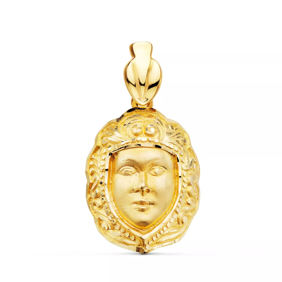 18K COLGANTE ORO AMARILLO ROSTRO VIRGEN DEL ROCIO 26 X 18 MM 7