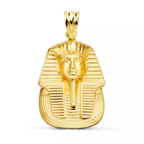 18K COLGANTE ORO AMARILLO TUTANKAMON MATIZADO. 30X22 MM 5