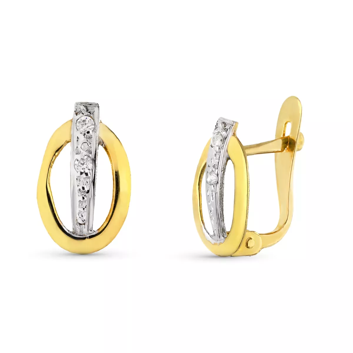 9K PENDIENTES BICOLOR 10X6 MM CIERRE CATALAN 0