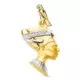 18K COLGANTE ORO BICOLOR NEFERTITI PERFIL EN BRILLO 30X26 MM 10