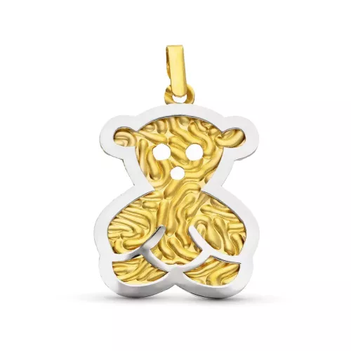 18K COLGANTE ORO BICOLOR OSO MATE Y BRILLO 4,17gr