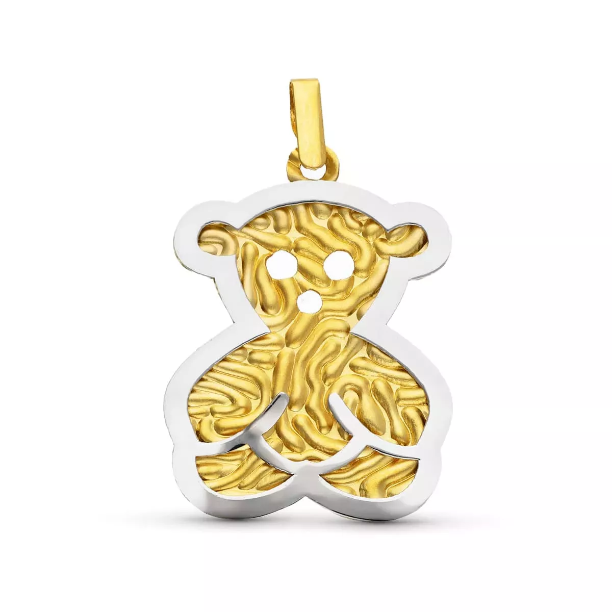 18K COLGANTE ORO BICOLOR OSO MATE Y BRILLO 4