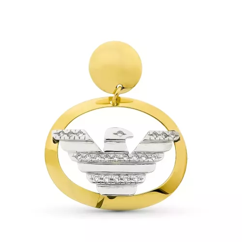 18K COLGANTE ORO BICOLOR OVAL CON AGUILA 26X32 MM 6,70gr