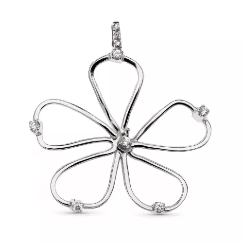 18K COLGANTE ORO BLANCO FLOR 35X38 MM 4