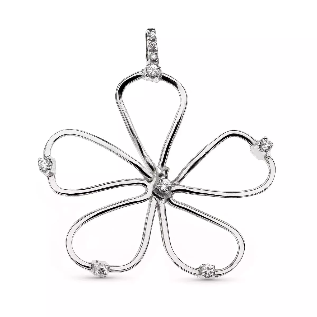 18K COLGANTE ORO BLANCO FLOR 35X38 MM 4