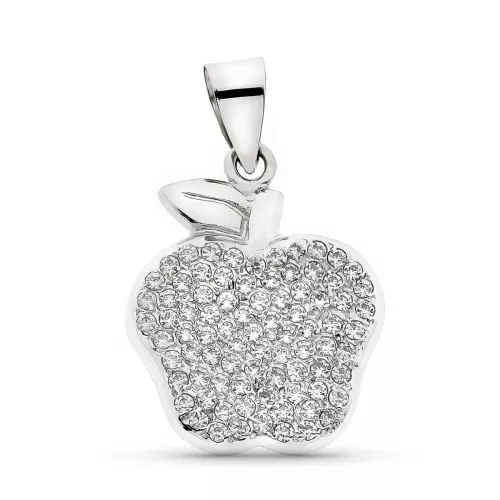 18K COLGANTE ORO BLANCO MANZANA CON CIRCONITA 21X17 MM 2
