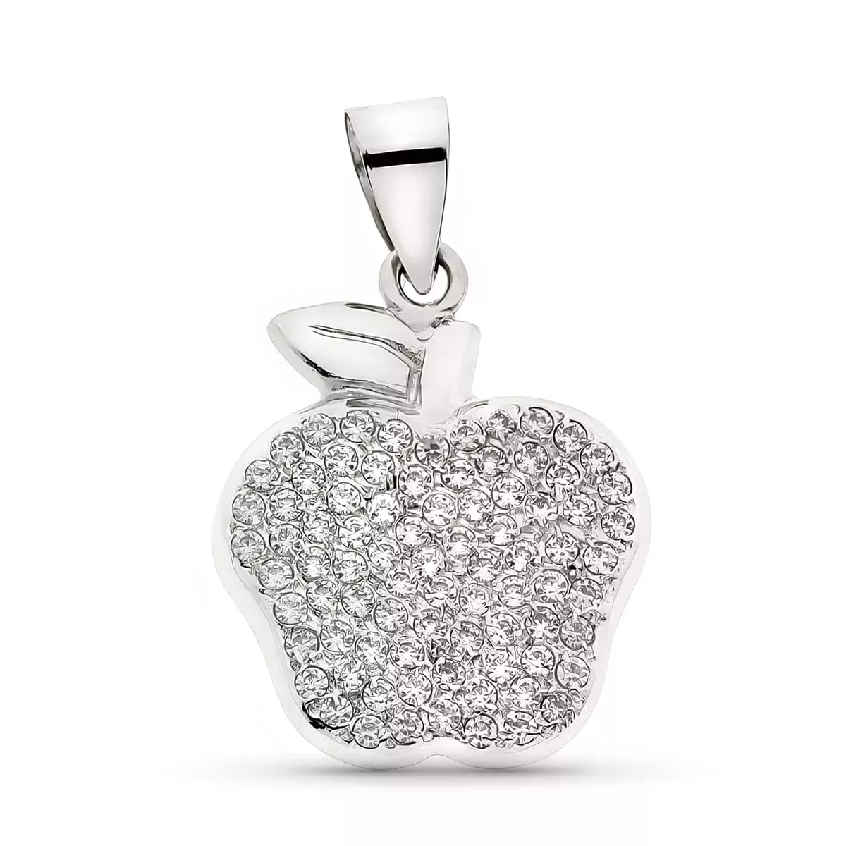 18K COLGANTE ORO BLANCO MANZANA CON CIRCONITA 21X17 MM 2
