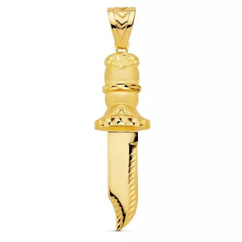18K COLGANTE PUÑAL TALLADO ORO AMARILLO 2X18 MM 18