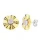 9K PENDIENTES ORO BICOLOR CALADOS CIRCONITA 10 MM CIERRE PRESION 0