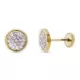9K PENDIENTES ORO BICOLOR CIRCONITA REDONDOS 8 MM. CIERRE TUERCA 0