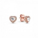 Heart Pandora Rose stud earrings with cl - 288427C01