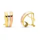 9K PENDIENTES ORO TRICOLOR BANDAS LISAS 18X9 MM CIERRE OMEGA 2