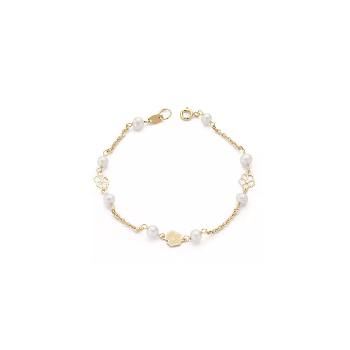 9K PULSERA ORO AMARILLO COMUNION PERLA CULTIVADA 4 MM. LARGO: 14 CM 0