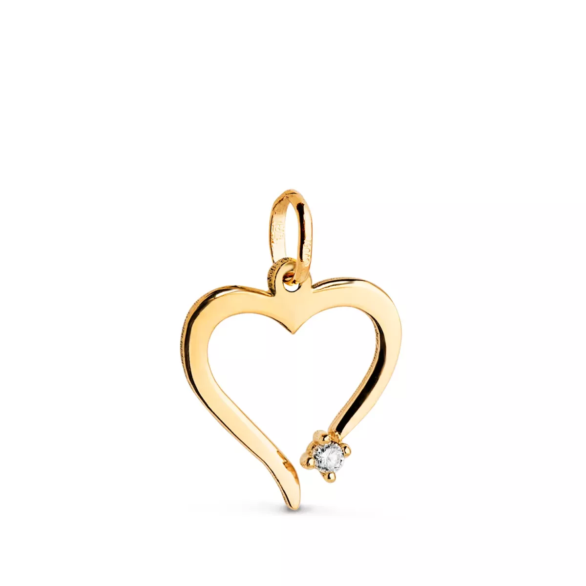 18K COLGANTE ORO AMARILLO CORAZON DIAMANTE DE LABORATORIO TALLA BRILLANTE 0
