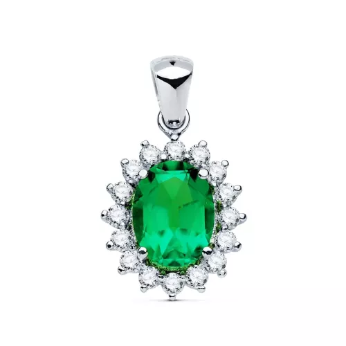 18K COLGANTE ORO BLANCO ESMERALDA 9X7 MM 1