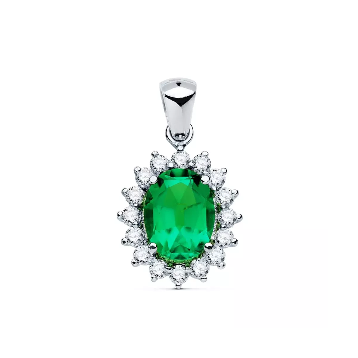 18K COLGANTE ORO BLANCO ESMERALDA 9X7 MM 1