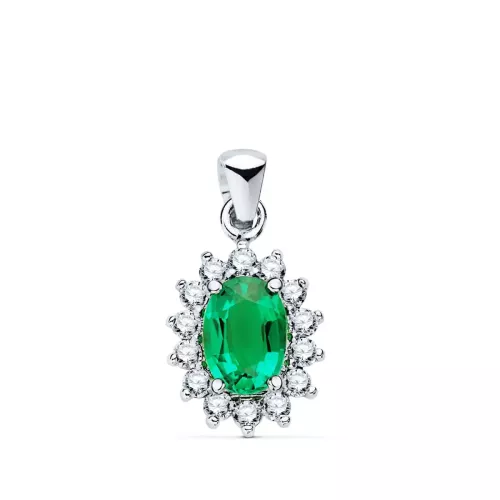 18K COLGANTE ORO BLANCO ESMERALDA 8X6 MM 1
