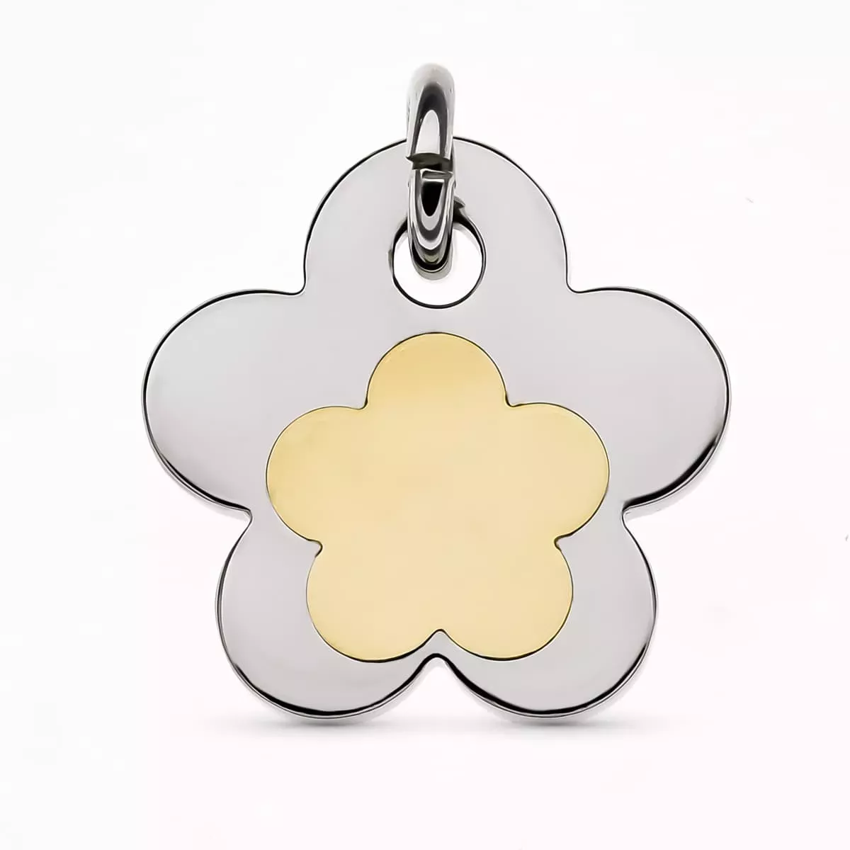 18K COLGANTE ACERO Y ORO AMARILLO FLOR 1