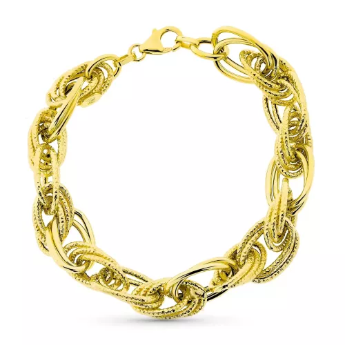 9K PULSERA ORO AMARILLO ESLABONES TRIPLES. 19CM 9,10gr