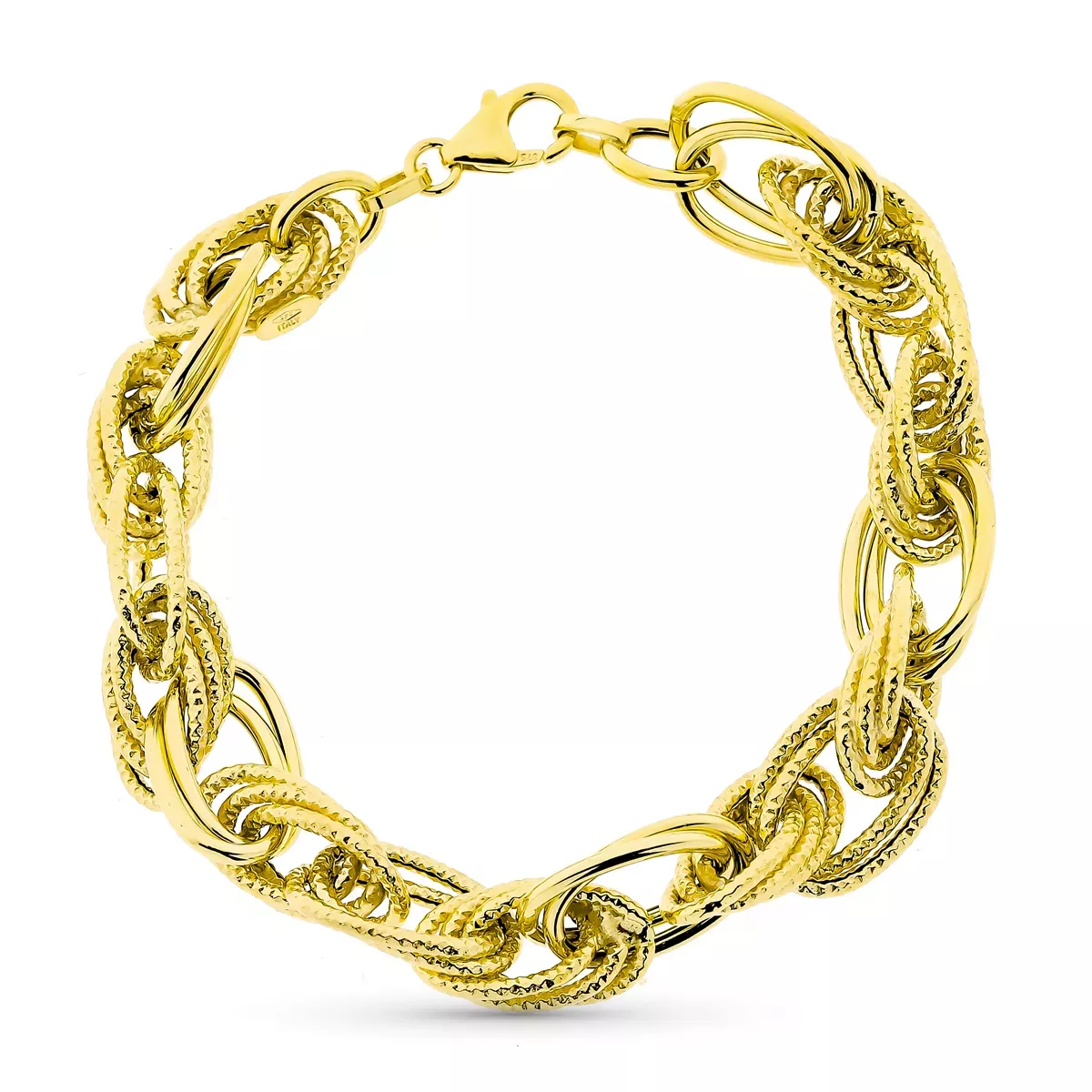 9K PULSERA ORO AMARILLO ESLABONES TRIPLES. 19CM 9